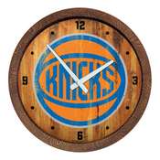 New York Knicks: Logo - "Faux" Barrel Top Clock, FNB-NBNYKS-560-04