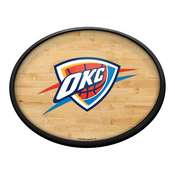 Oklahoma City Thunder: Hardwood - Oval Slimline Lighted Wall Sign, NBOCTR-140-21