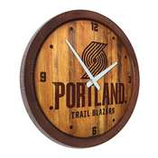 Portland Trail Blazers: Logo - "Faux" Barrel Top Clock, FNB-NBPTBS-560-04