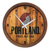 Portland Trail Blazers: Logo - "Faux" Barrel Top Clock, FNB-NBPTBS-560-04