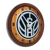 San Antonio Spurs: Logo - "Faux" Barrel Top Clock, FNB-NBSASP-560-04