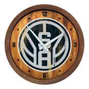 San Antonio Spurs: Logo - "Faux" Barrel Top Clock, FNB-NBSASP-560-04