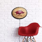 Arkansas Razorbacks: Hardwood - Oval Slimline Lighted Wall Sign, NCARKR-140-12