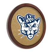 BYU Cougars: Mascot - "Faux" Barrel Framed Cork Board; AGS-NCBYUC-632-02A