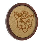 BYU Cougars: Mascot - "Faux" Barrel Framed Cork Board; AGS-NCBYUC-632-02A