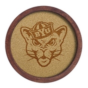 BYU Cougars: Mascot - "Faux" Barrel Framed Cork Board; AGS-NCBYUC-632-02A