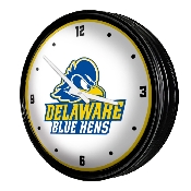 Delaware Blue Hens: Logo - Retro Lighted Wall Clock, NCDELA-550-02