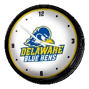 Delaware Blue Hens: Logo - Retro Lighted Wall Clock, NCDELA-550-02