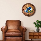 Delaware Blue Hens: "Faux" Barrel Top Wall Clock, NCDELA-560-01