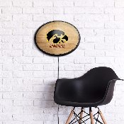 Iowa Hawkeyes: Hardwood - Oval Slimline Lighted Wall Sign, NCIOWA-140-12