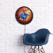 Kansas Jayhawks: Basketball - Round Slimline Lighted Wall Sign, NCKANS-130-11