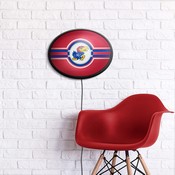 Kansas Jayhawks: Oval Slimline Lighted Wall Sign, FNB-NCKANS-140-01A