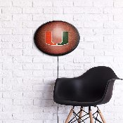 Miami Hurricanes: Pigskin - Oval Slimline Lighted Wall Sign, NCMIAM-140-21