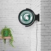 Michigan State Spartans: Original Round Double-Sided Rotating Lighted Wall Sign, NCMIST-115-04