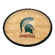 Michigan State Spartans: Hardwood - Oval Slimline Lighted Wall Sign, NCMIST-140-12