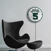 Michigan State Spartans: Block S - Bottle Cap Lighted Wall Clock, NCMIST-545-02