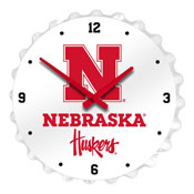 Nebraska Cornhuskers Team Spirit Bottle Cap Wall Clock-Primary Logo, NCNEBR-540-01