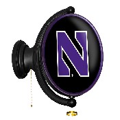 Northwestern Wildcats: Original Oval Rotating Lighted Wall Sign, FNB-NCNWWC-125-01A