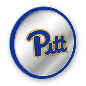 Pitt Panthers: Modern Disc Mirrored Wall Sign; AGS-NCPITT-235-01A