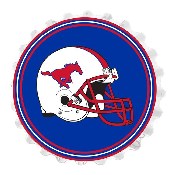SMU Mustangs: Helmet - Bottle Cap Wall Sign, FNB-NCSMUM-210-03A