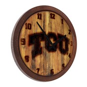 TCU Horned Frogs: Branded "Faux" Barrel Top Wall Clock, NCTCUH-560-02