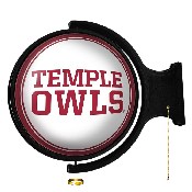 Temple Owls: Original Round Rotating Lighted Wall Sign, NCTEMP-115-03