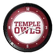 Temple Owls: Ribbed Frame Wall Clock - Red, NCTEMP-530-01