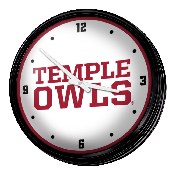 Temple Owls: Retro Lighted Wall Clock, NCTEMP-550-02