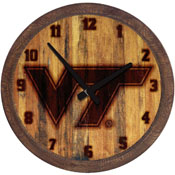 Virginia Tech Hokies: Branded Faux Barrel Top Wall Clock, NCVTCH-560-02