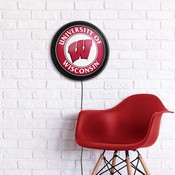 Wisconsin Badgers: Round Slimline Lighted Wall Sign, NCWISB-130-01