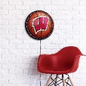 Wisconsin Badgers: Basketball - Round Slimline Lighted Wall Sign, NCWISB-130-11