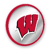 Wisconsin Badgers: Modern Disc Mirrored Wall Sign, NCWISB-235-01