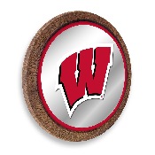 Wisconsin Badgers: "Faux" Barrel Top Mirrored Wall Sign, NCWISB-245-01