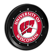 Wisconsin Badgers: Ribbed Frame Wall Clock, FNB-NCWISB-530-01A