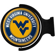 West Virginia Mountaineers: Original Round Rotating Lighted Wall Sign, FNB-NCWVIR-115-01A