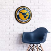 West Virginia Mountaineers: Round Slimline Lighted Wall Sign, FNB-NCWVIR-130-01A