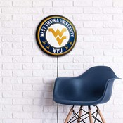 West Virginia Mountaineers: Round Slimline Lighted Wall Sign, FNB-NCWVIR-130-01A