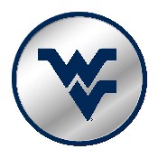 West Virginia Mountaineers: Modern Disc Mirrored Wall Sign, FNB-NCWVIR-235-01A