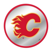 Calgary Flames: Modern Disc Mirrored Wall Sign, AGS-NHCALG-235-01A