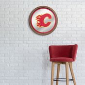 Calgary Flames: Barrel Top Mirrored Wall Sign, AGS-NHCALG-245-01A