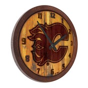 Calgary Flames: Branded "Faux" Barrel Top Wall Clock, NHCALG-560-02