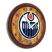 Edmonton Oilers: "Faux" Barrel Top Wall Clock, NHEDMO-560-01