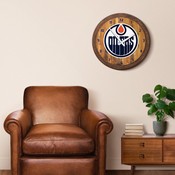 Edmonton Oilers: "Faux" Barrel Top Wall Clock, NHEDMO-560-01