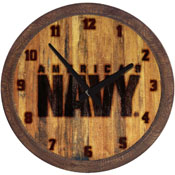 US Navy: Branded "Faux" Barrel Top Wall Clock, USNAVY-560-02