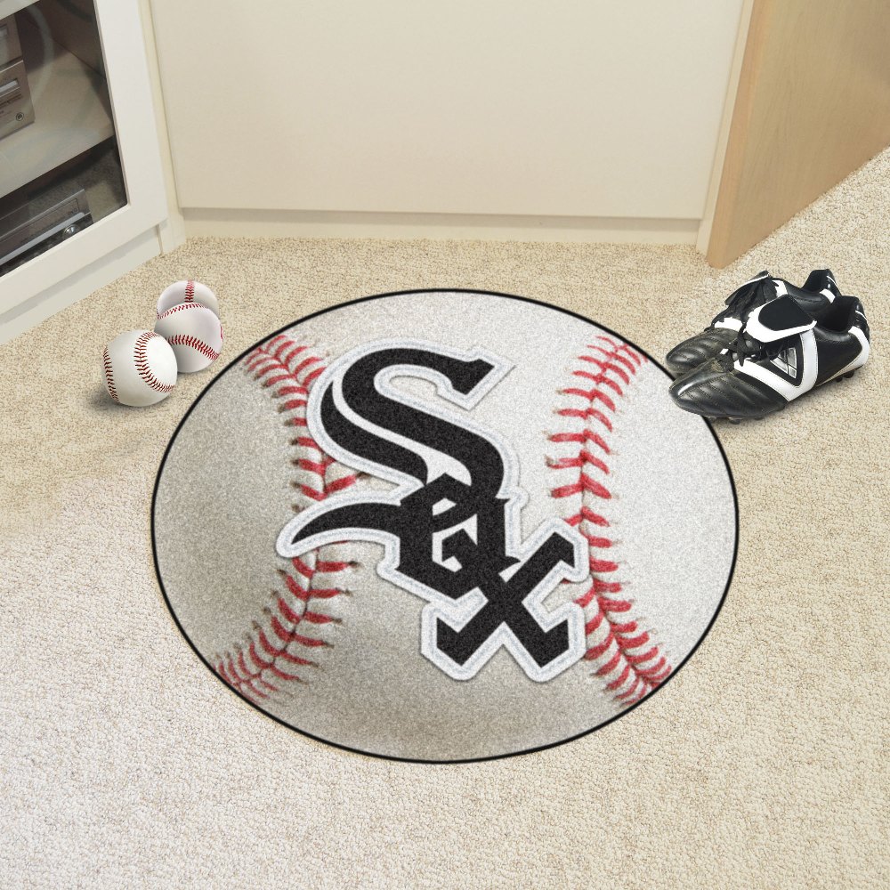 Chicago White Sox Baseball Rug - 27in. Diameter - Sox Primary Cap Logo, 6365