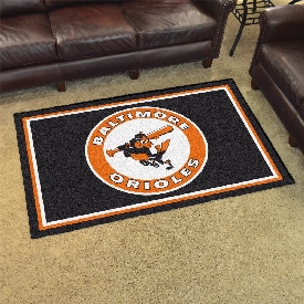 Baltimore Orioles 4ft. x 6ft. Plush Area Rug 1975 Retro Logo, 2048