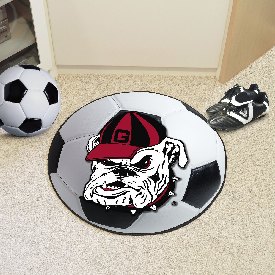 Georgia Bulldogs Soccer Ball Rug - 27in. Diameter - Old Bulldog Head Logo, 4954