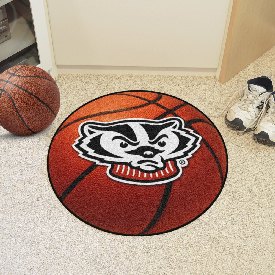Wisconsin Badgers Basketball Rug - 27in. Diameter - Bucky Head Alternate Logo, 5178