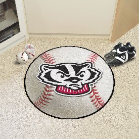 Wisconsin Badgers Baseball Rug - 27in. Diameter - Bucky Head Alternate Logo, 5179