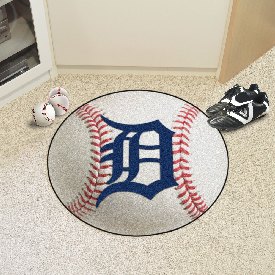 Detroit Tigers Baseball Rug - 27in. Diameter - D Primary Cap Logo, 6381